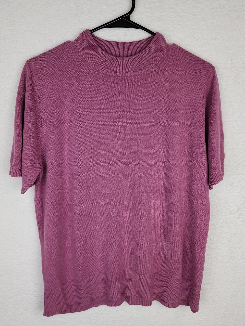 VINTAGE Sag Harbor Mock Neck Short Sleeve Sweater Top L